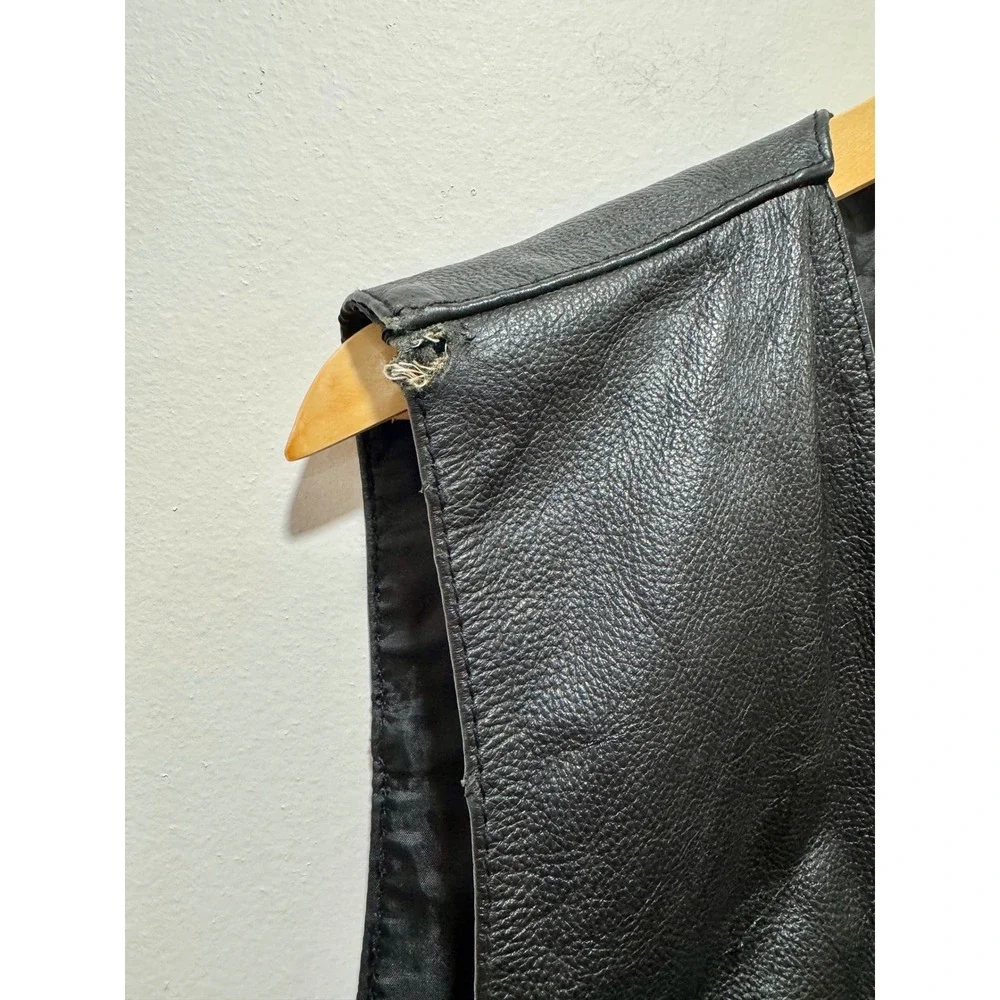 FMC First Manufacturing Co Mens Black Leather Biker Vest Size 50 M 601 Western